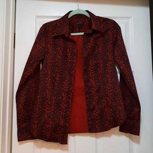 Talbots Cotton Stretch Red/Black Animal Print Button Shirt